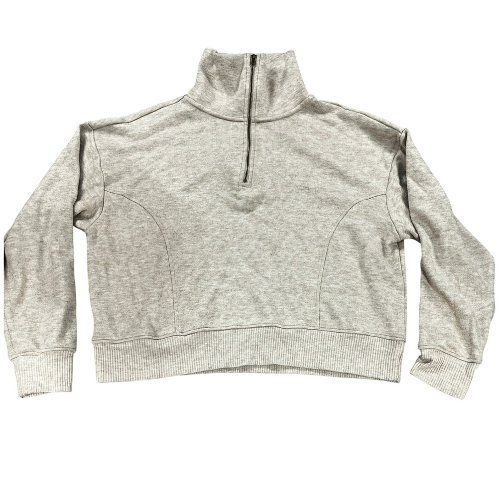 Universal Thread Women's XXL Tan Cropped Quarter Zip Pullover Sweatshirt